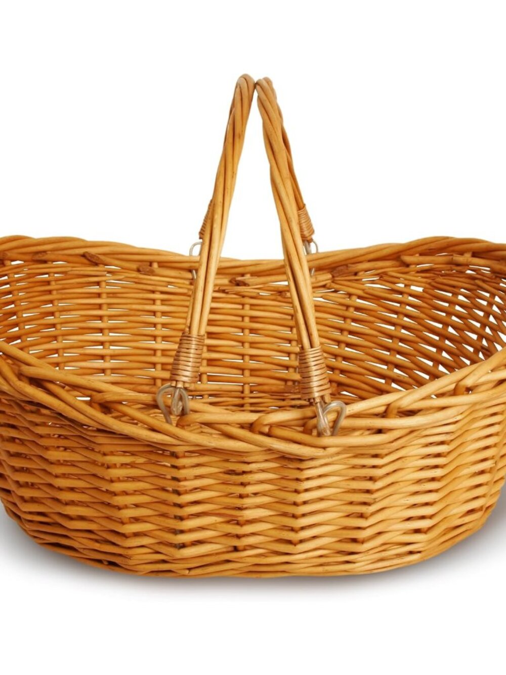 Small Light Brown Hand Woven Wicker Basket for Storage with Handles - Woven Bask